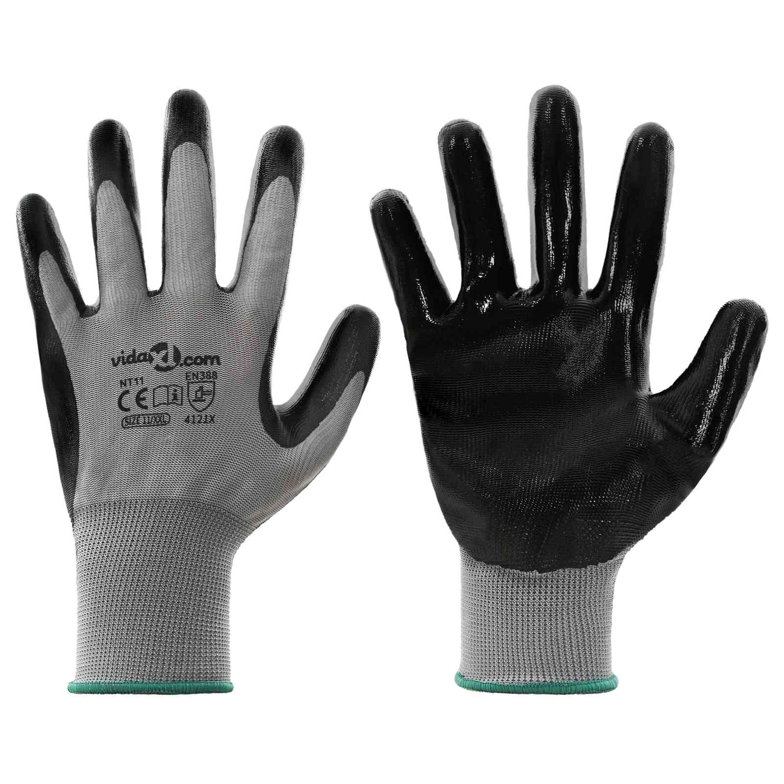 Arbeitshandschuhe 12 pcs Grau und Schwarz 7 / S Polyester