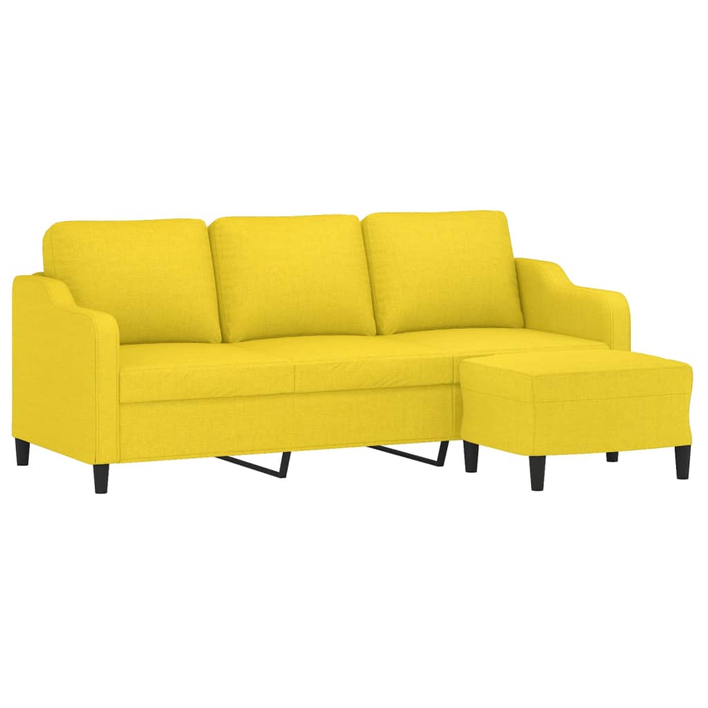 3-Sitzer-Sofa mit Hocker Braun 180 cm Stoff