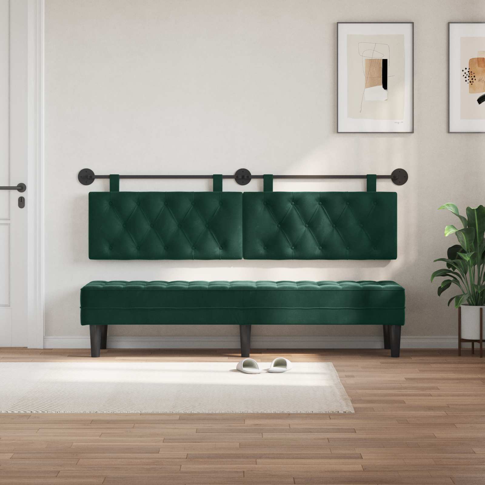 Hängendes Kopfteil Mit LED Licht Hellgrau Samt