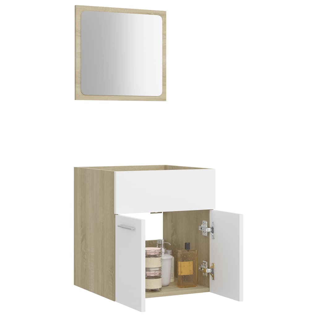 2-tlg. Badmöbel-Set Weiß Holzwerkstoff
