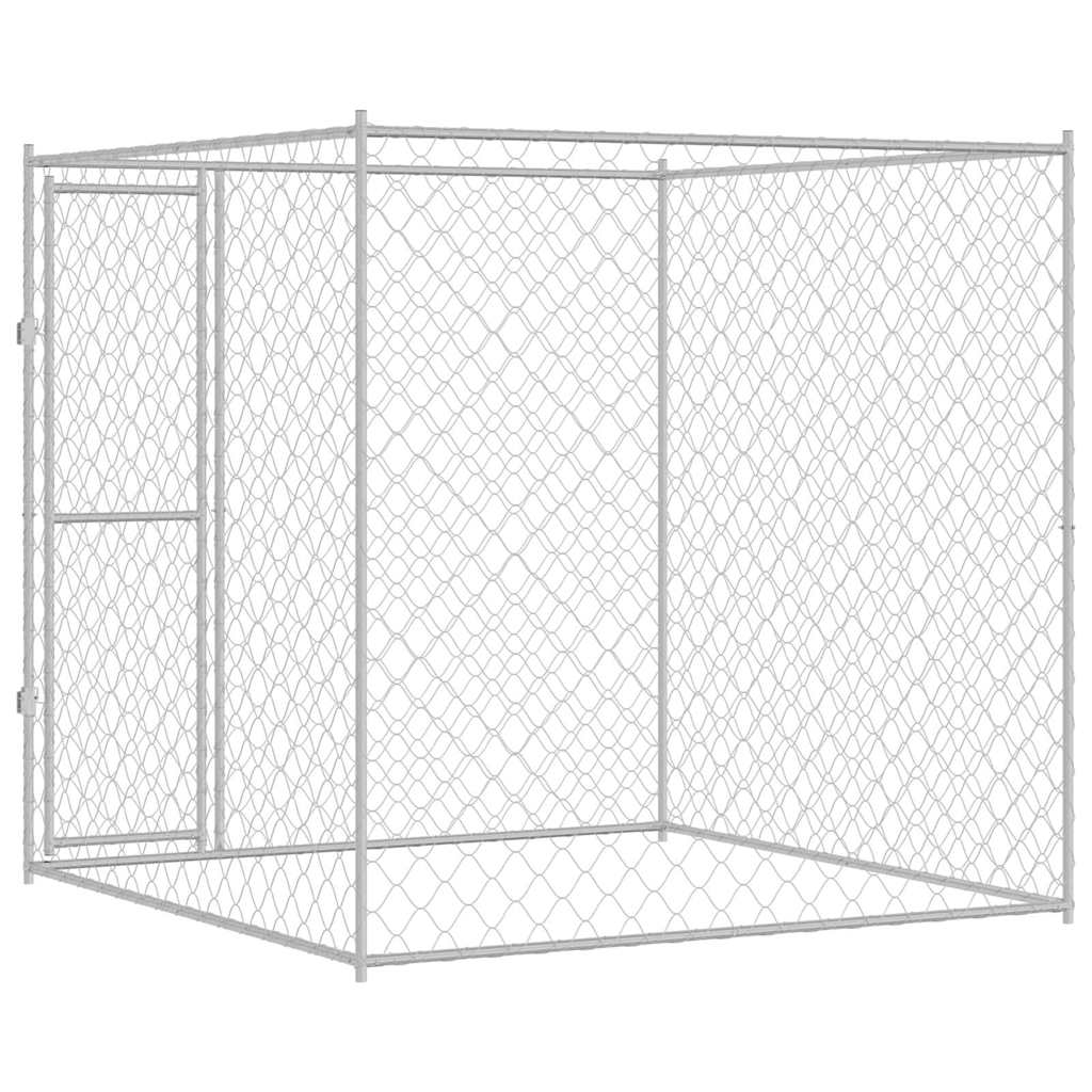 Hundezwinger mit Tür Grau 2x2x1,5 m Verzinkter Stahl