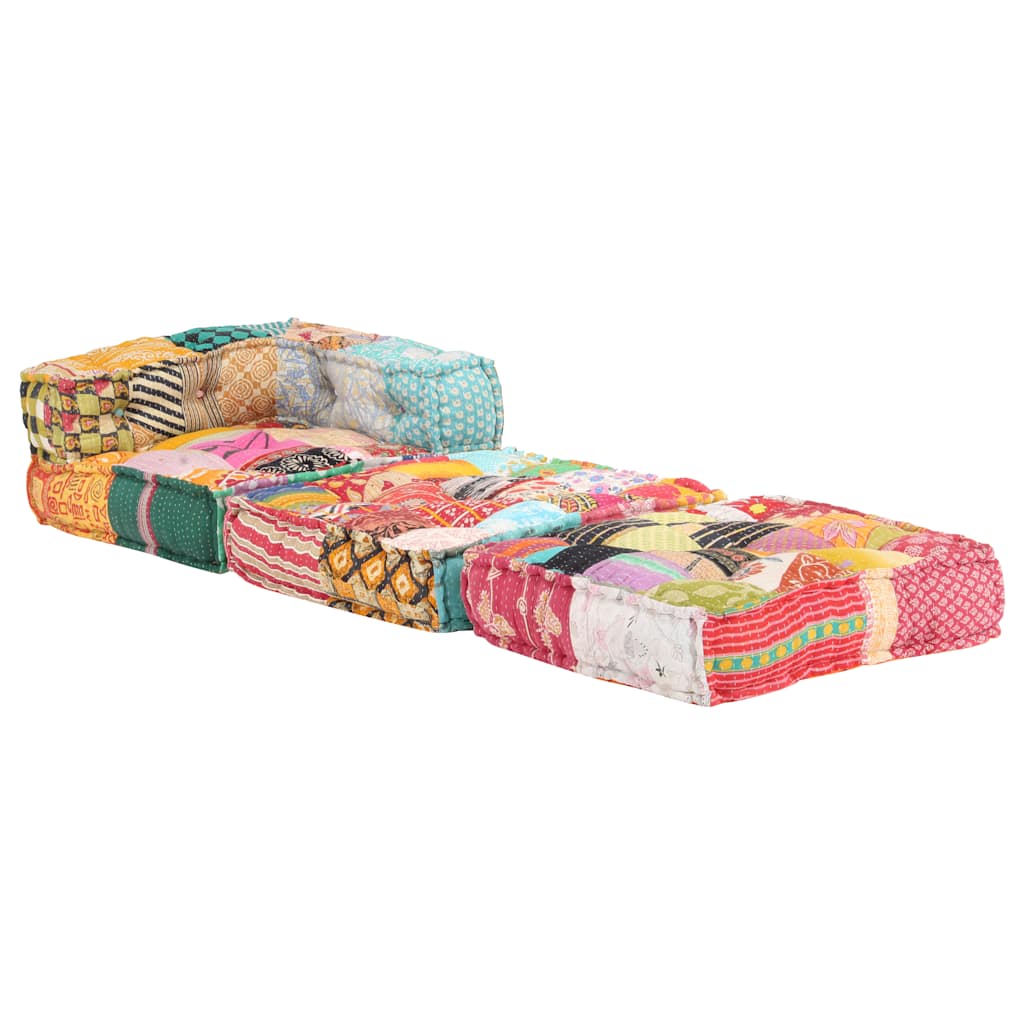 2-Sitzer Modularer Pouf Patchwork Stoff