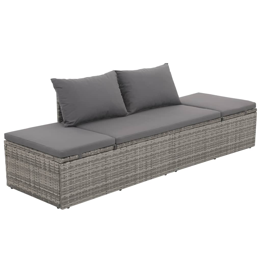 Gartenbett Schwarz 195×60 cm Poly Rattan
