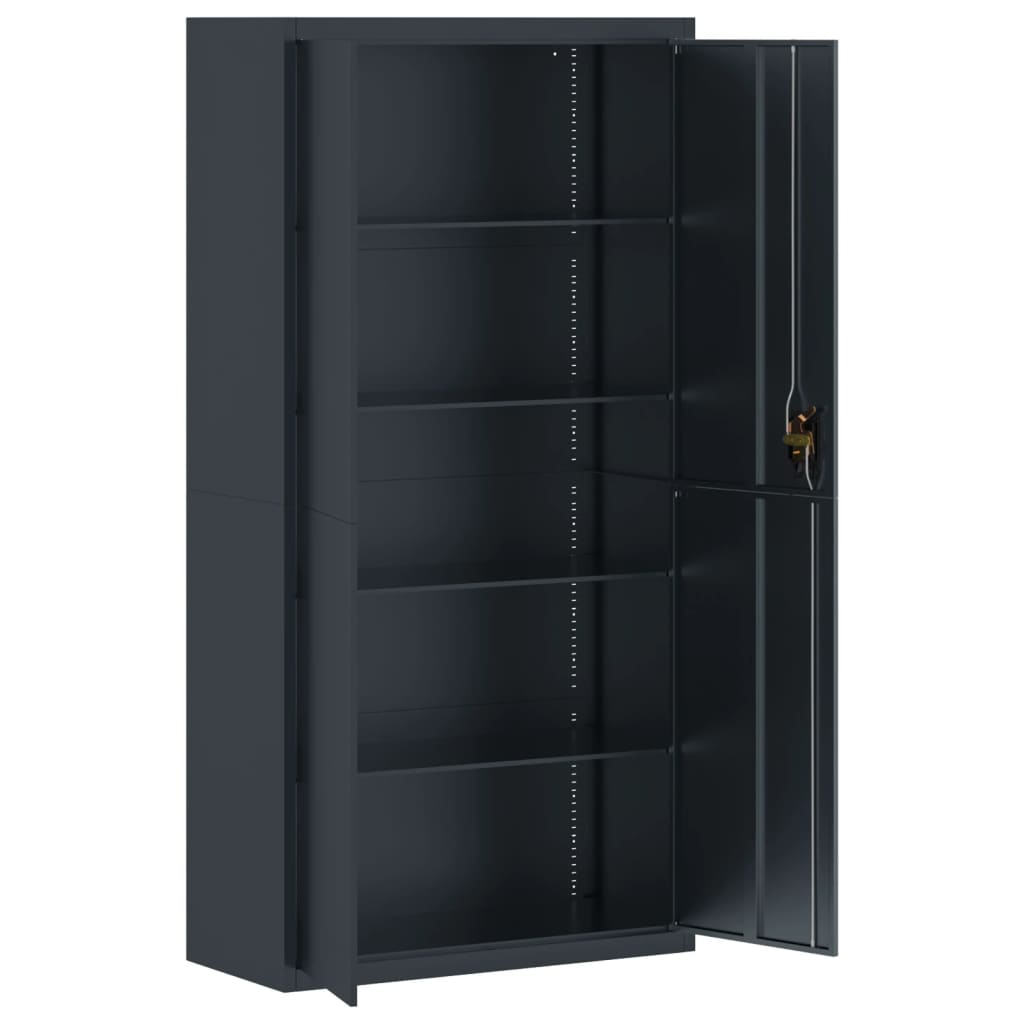 Aktenschrank mit 2 Türen Grau 90 cm Stahl