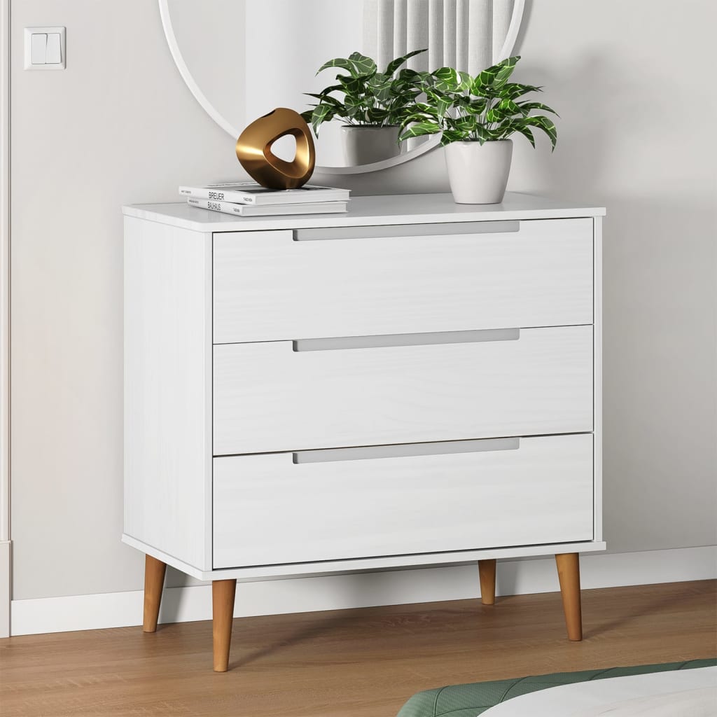 Schubladenschrank MOLDE Braun 80x40x80 cm Massivholz Kiefer