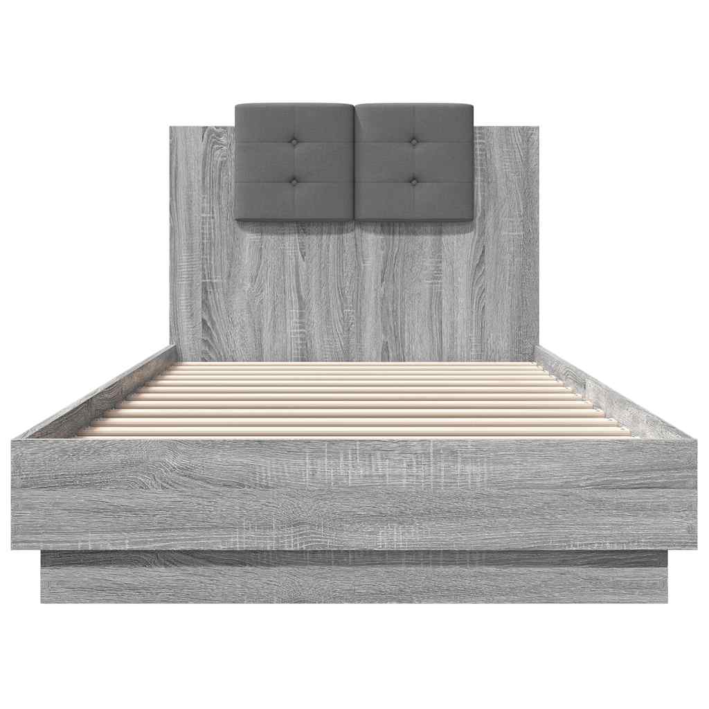 Bettgestell mit Kopfteil Grau Sonoma 180x200 cm Holzwerkstoff