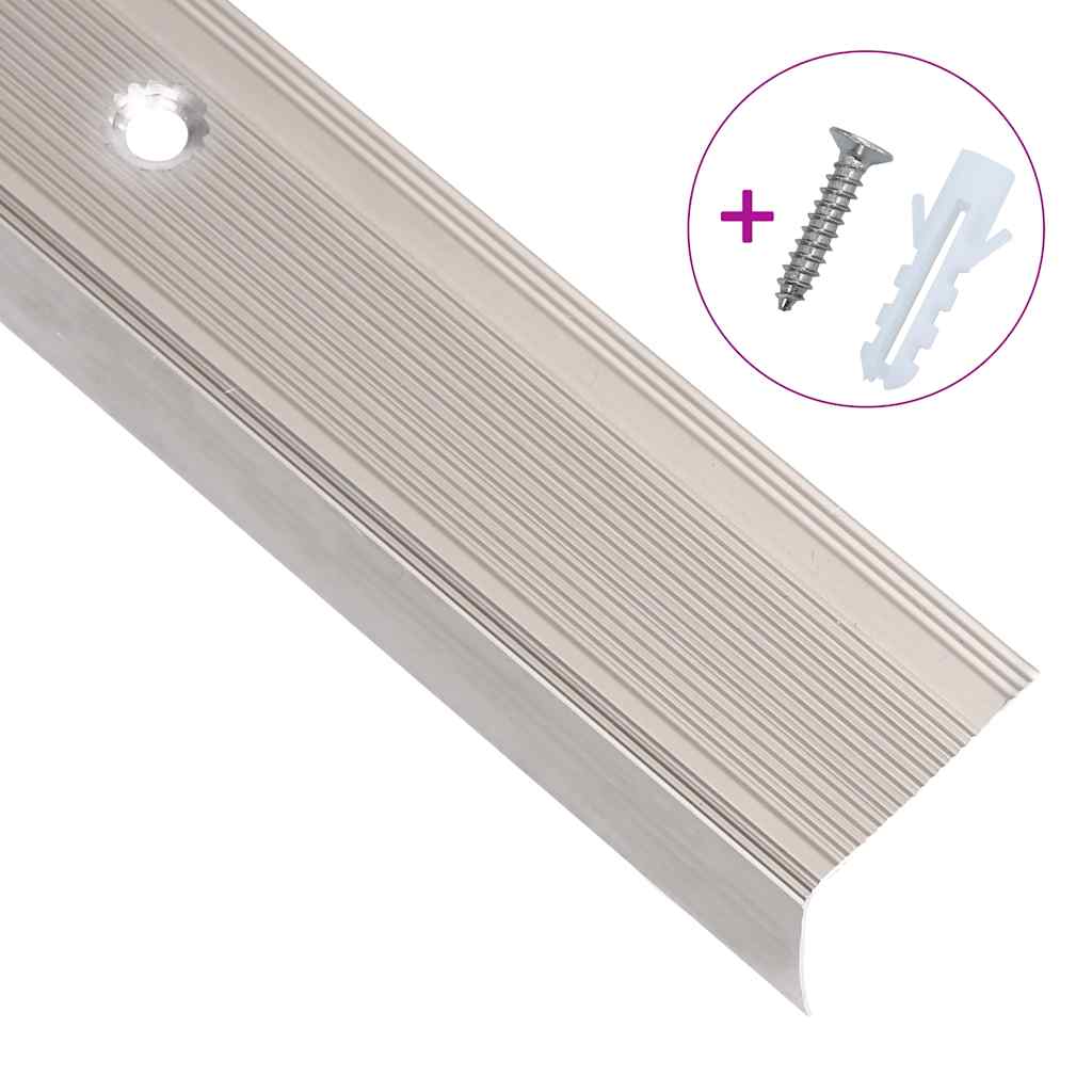 Treppenkantenprofile in L-Form 15 Stk. Aluminium 90 cm Silbern