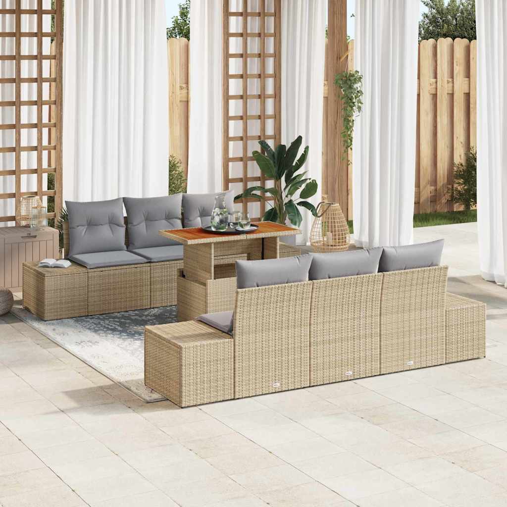Garten Essgruppe mit Kissen 7 pcs Schwarz und Creme
