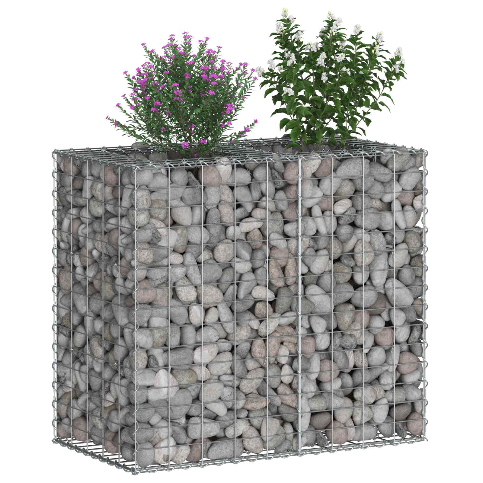 Gabionen Hochbeet 2 pcs Silber 260 x 60 x 55 cm