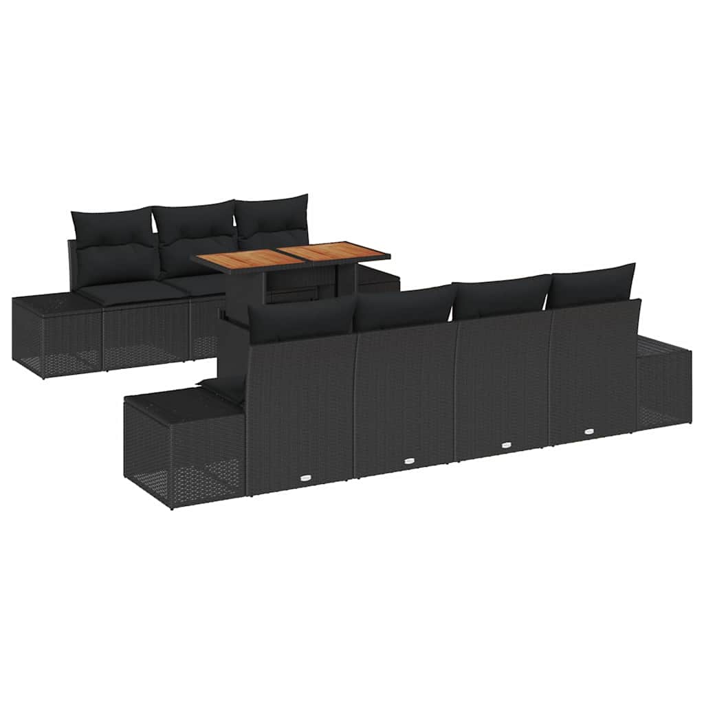 Garten Essgruppe mit Kissen 8 pcs Schwarz und Creme