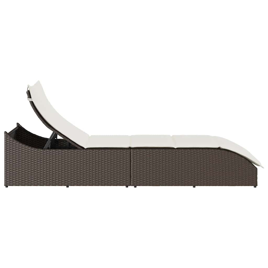 Klappliege mit Auflage und Stauraum Schwarz Poly-Rattan