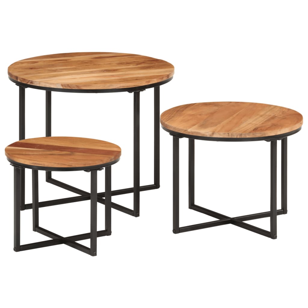 Couchtisch 45x45x35 cm Massivholz Akazie und Eisen