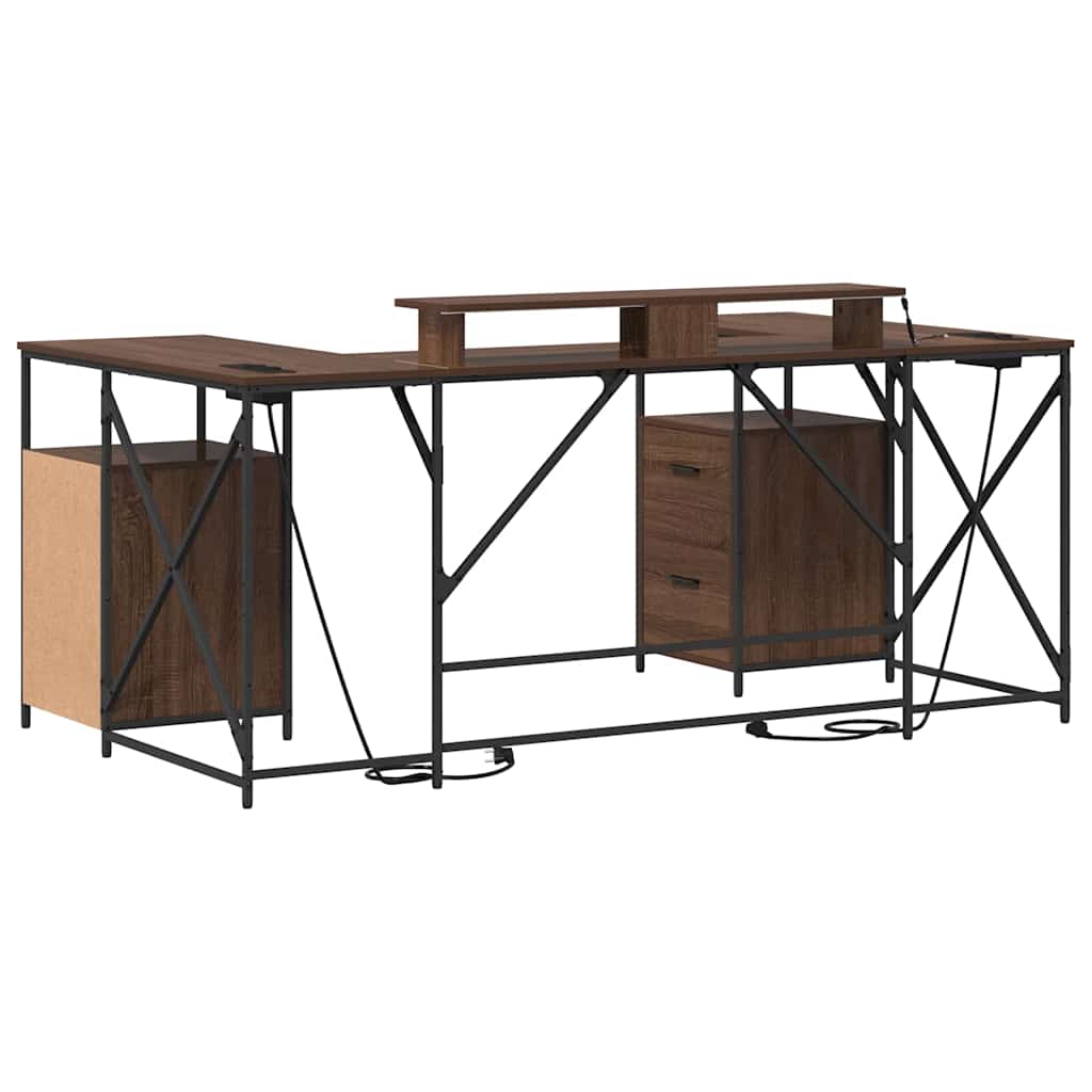 Schreibtisch mit Regal Schwarz Eichen-Optik 182 x 101 x 87,5 cm