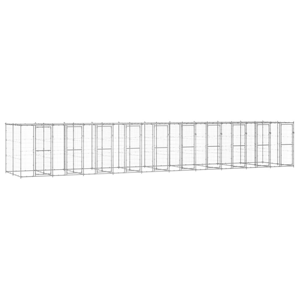 Outdoor-Hundezwinger Stahl mit Überdachung 110x220x180 cm