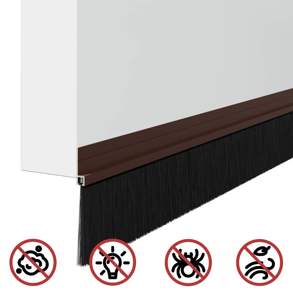 Selbstklebende Türbürstendichtungen 2 pcs Braun 100 cm