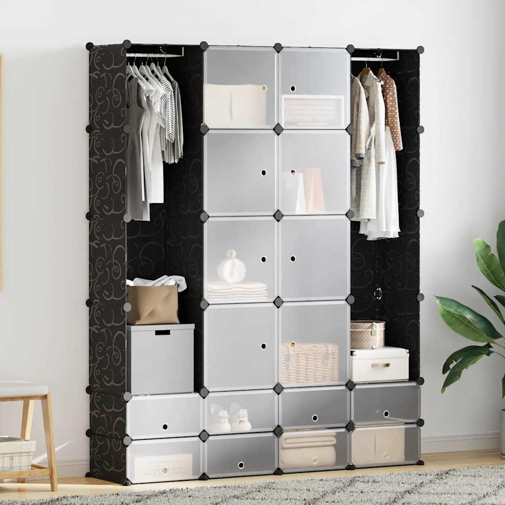 Modularer Schrank mit 9 Fächern 109x36,5x143cm Schwarz und Weiß