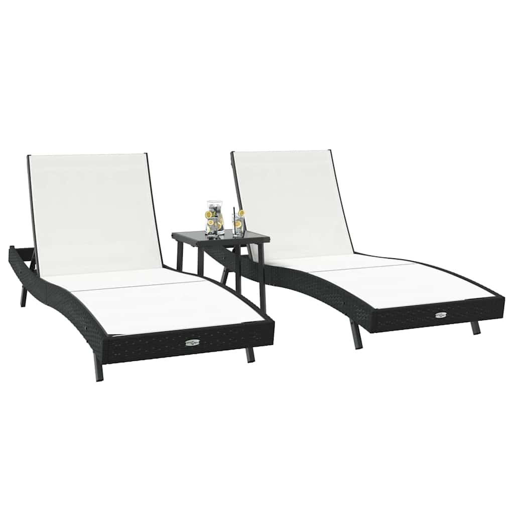 Sonnenliege 3 pcs Braun 197 x 70 x 82 cm Poly-Rattan