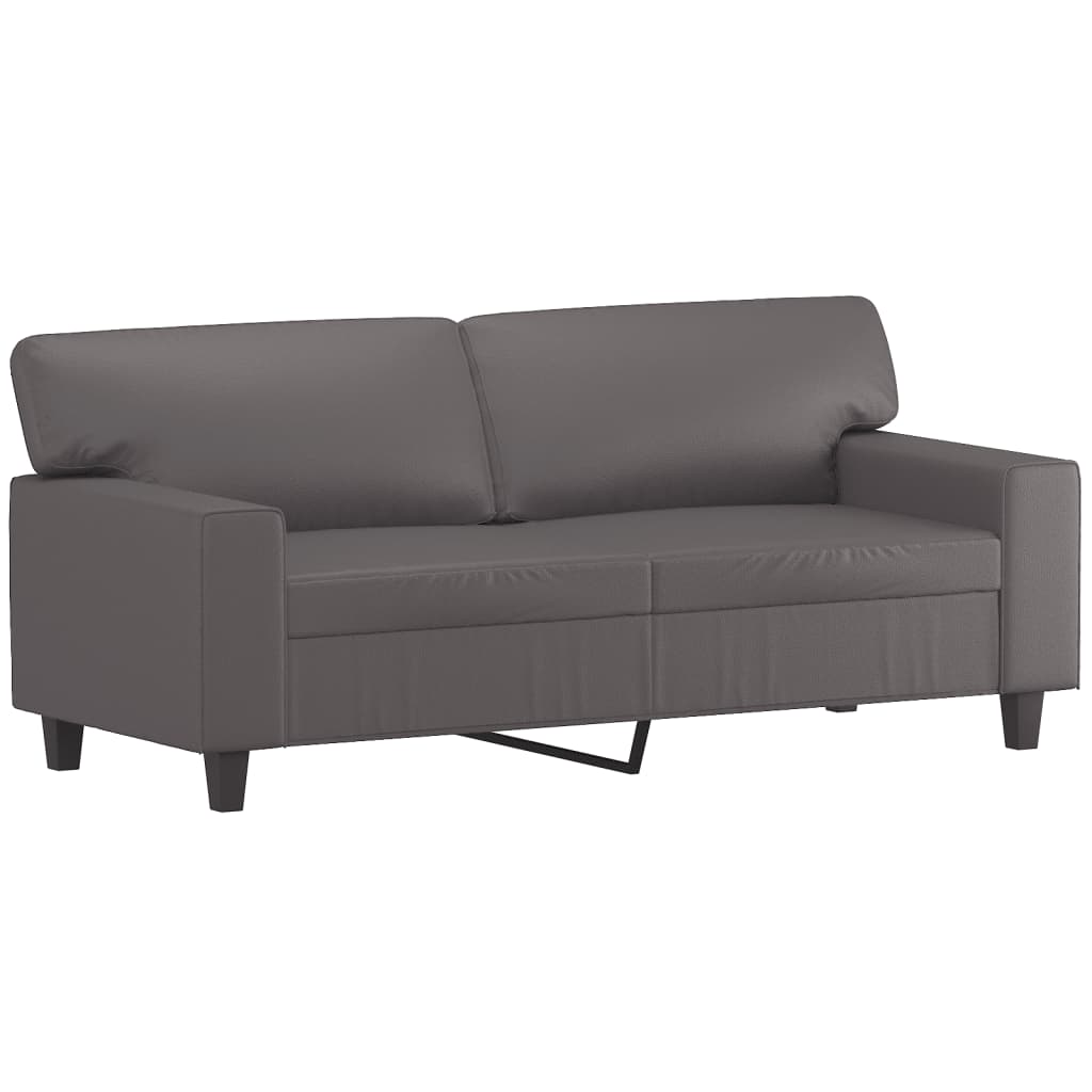 2-Sitzer-Sofa mit Zierkissen Creme 120 cm Kunstleder