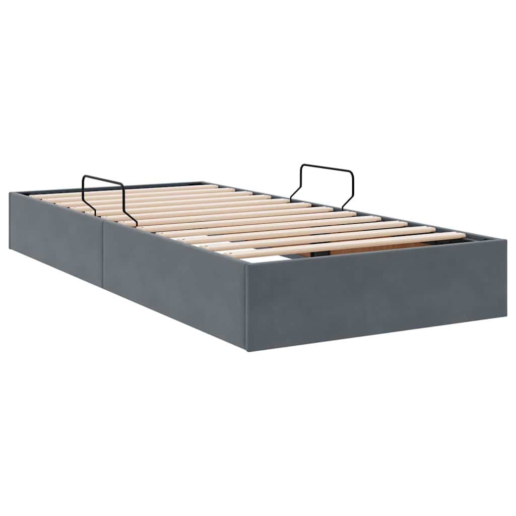 Aufbewahrungsbett mit Kopfteil Dunkelgrau 90 x 190 cm Samt