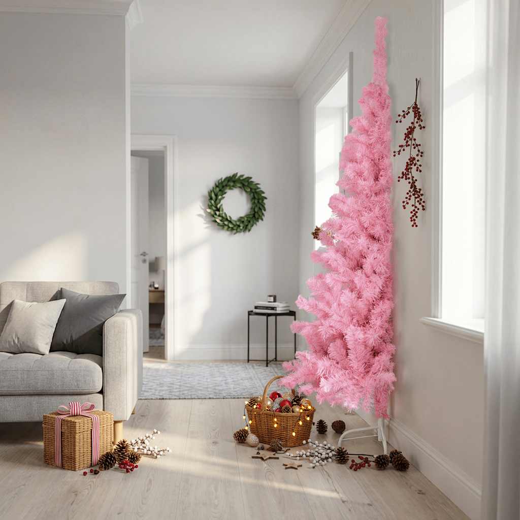 Künstlicher Halb-Weihnachtsbaum mit Ständer Grün 150 cm PVC