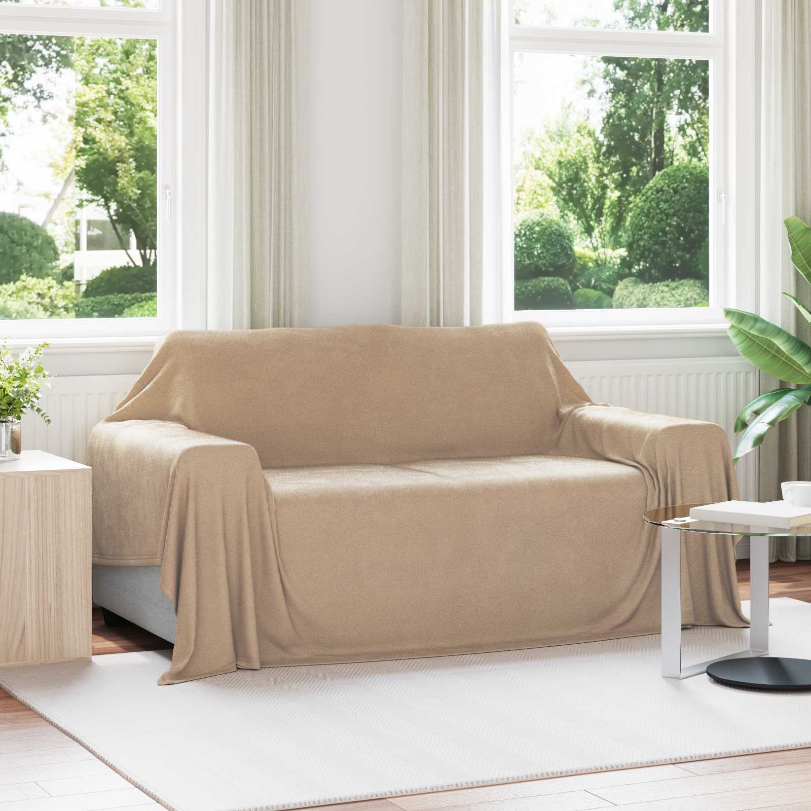 Überwurfdecke Creme 210 x 140 cm Fleece