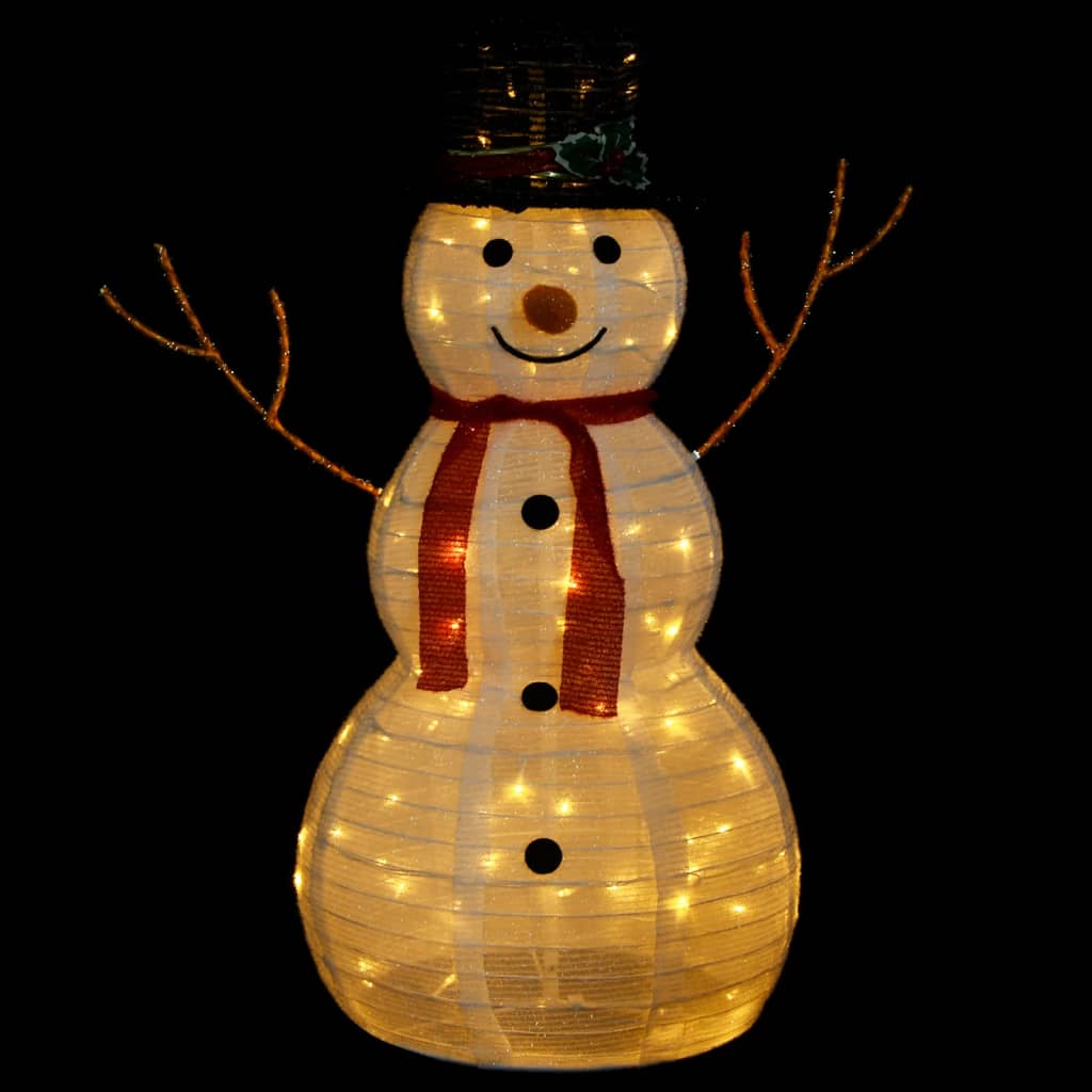 LED-Schneemann Weihnachtsfigur Luxus-Stoff 60 cm