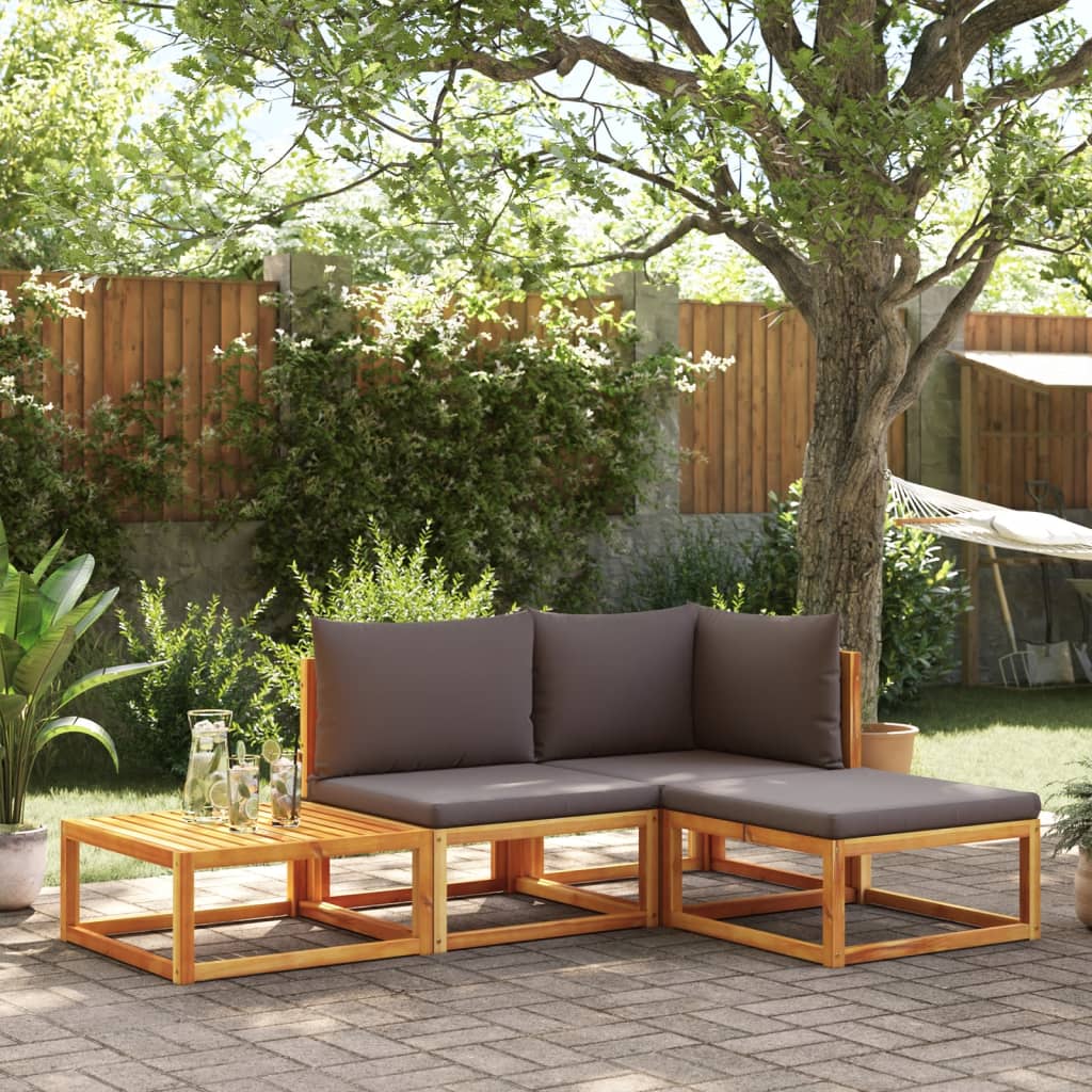6-tlg. Gartensofa-Set mit Kissen Holz Akazie & Seil