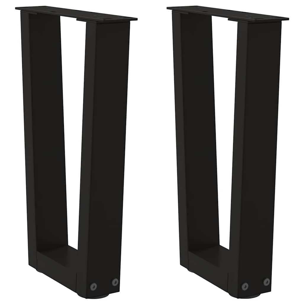 Couchtischbeine V-Form 2 Stück Schwarz 30x(30-31,3) cm Stahl