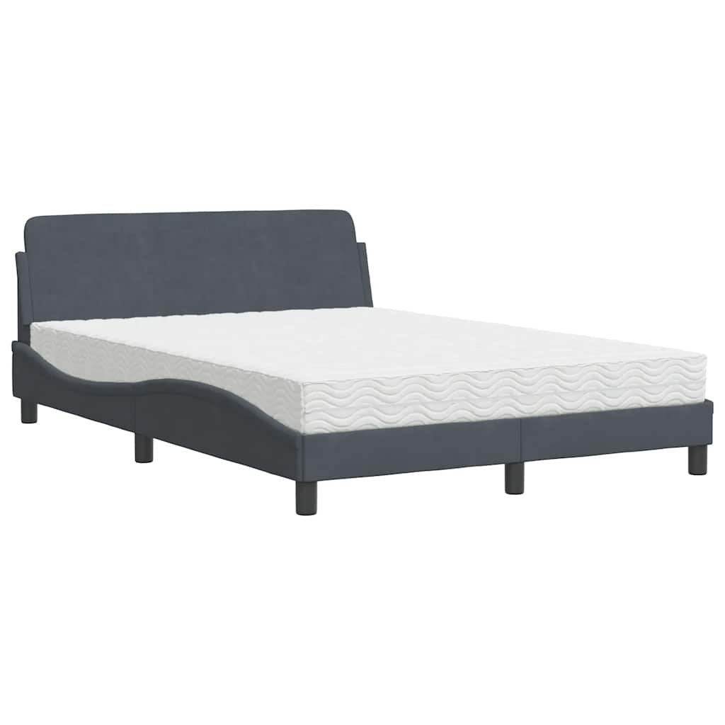 Bett mit Matratze "Dover" Hellgrau 80x200 cm Samt