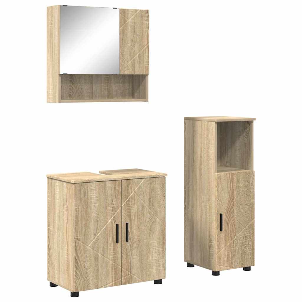 Badezimmermöbel-Set mit Tür 3 pcs Weiß Holzwerkstoff & Metall