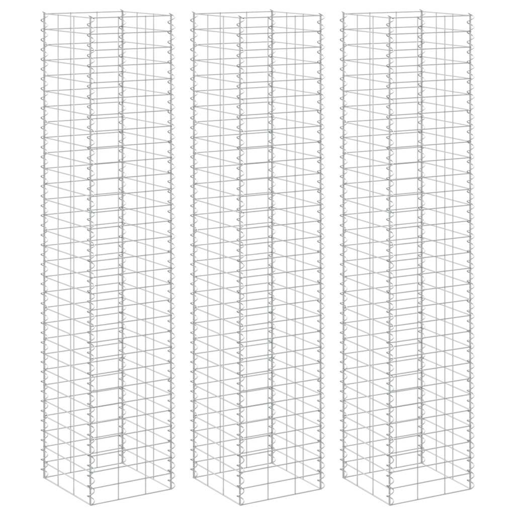 Gabionen-Hochbeete 3 Stk. 30x30x50 cm Eisen