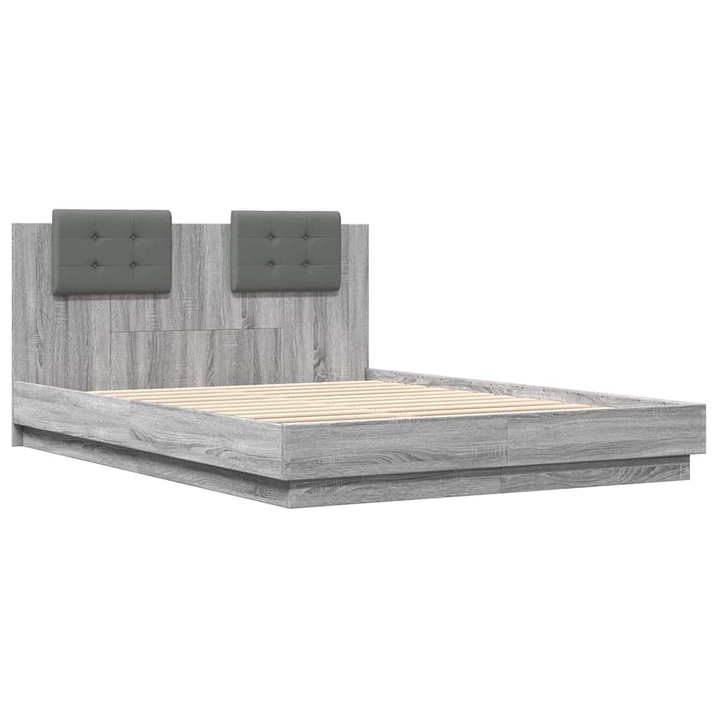 Bettgestell mit Kopfteil Grau Sonoma 180x200 cm Holzwerkstoff