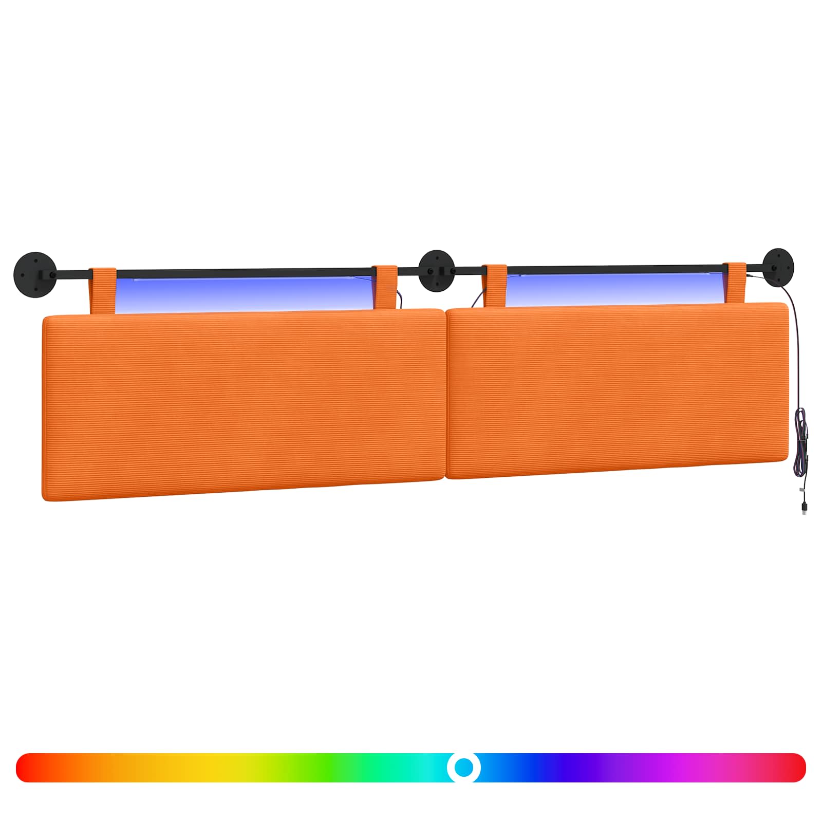Hängendes Kopfteil Mit LED Licht Hellgrau Cordstoff