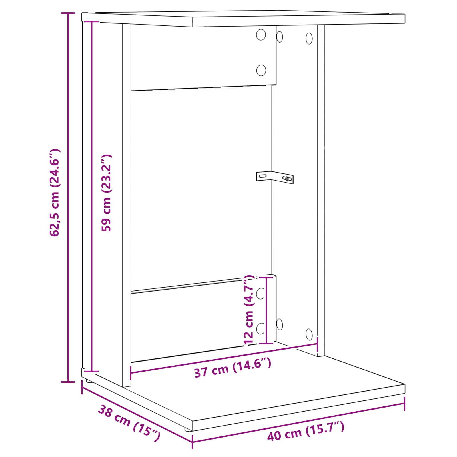 Beistelltisch Weiß 40 x 38 x 62,5 cm Holzwerkstoff