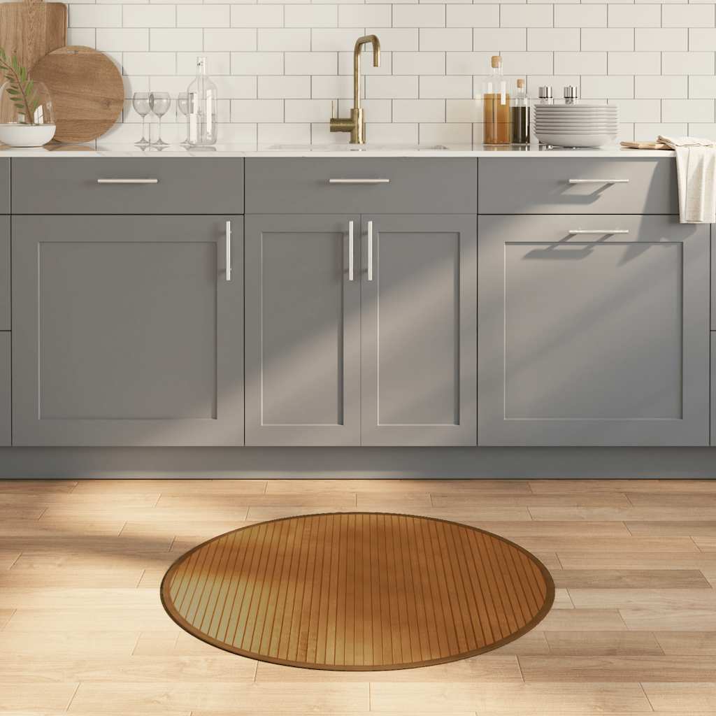 Teppich Rund Schwarz 60 cm Bambus