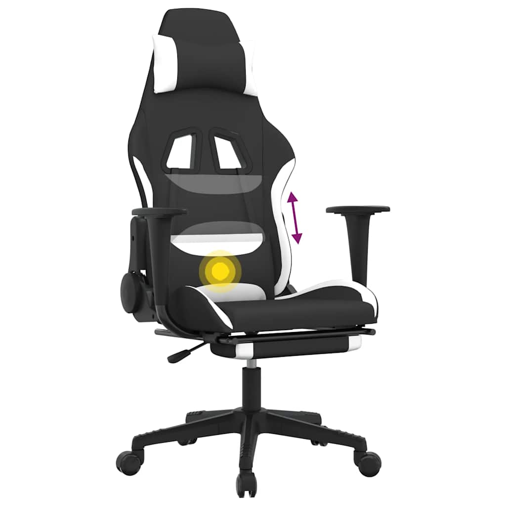 Gaming-Stuhl mit Massagefunktion Schwarz und Creme Stoff