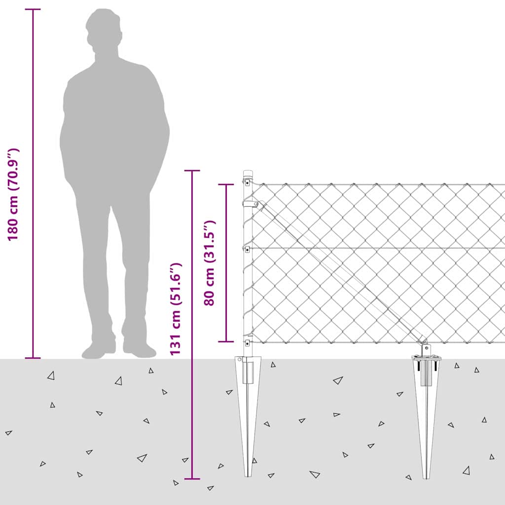 Outdoor Kettenglied-Zaun Erdfixierung 10 x 0,4 m Grün Netz