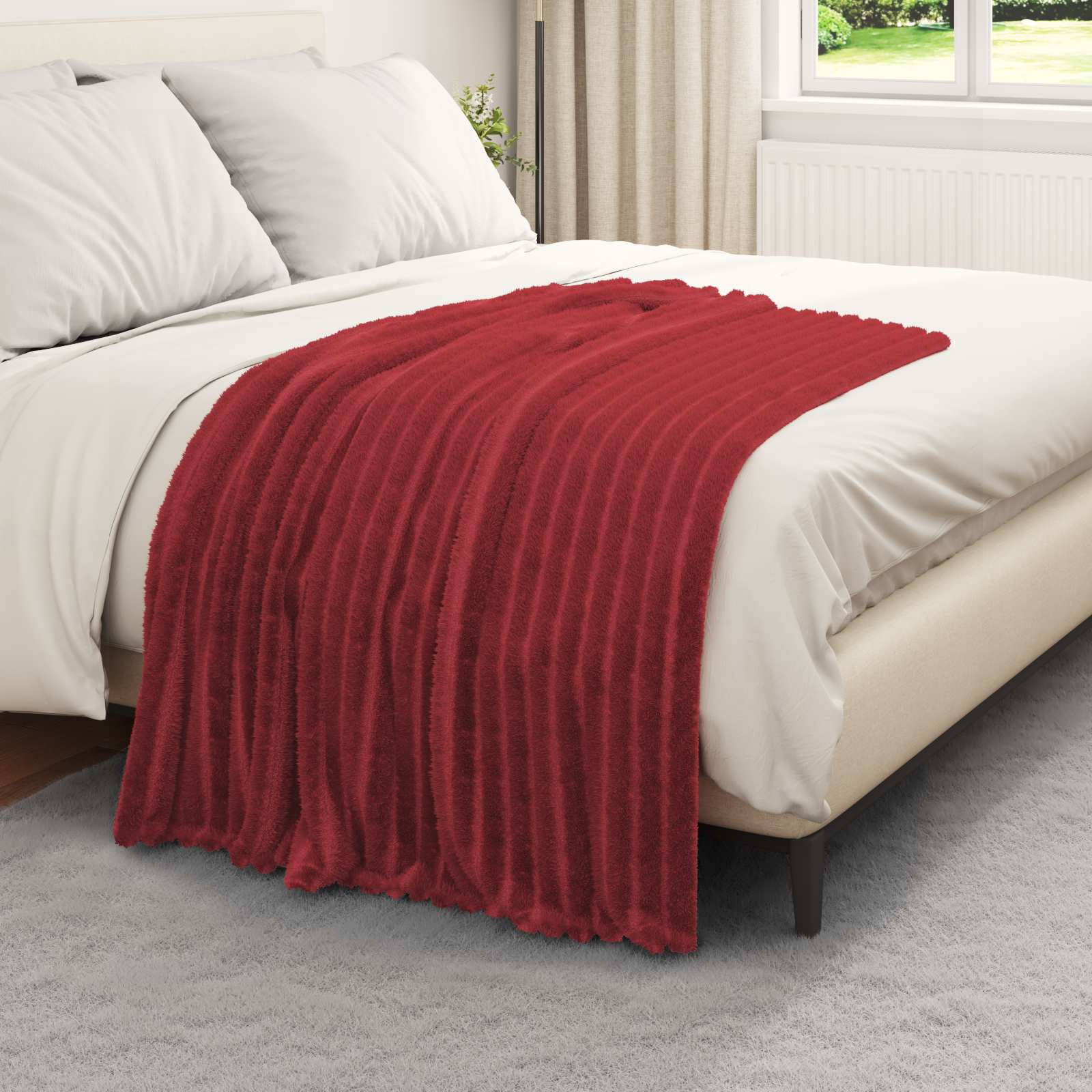 Überwurfdecke Beige 150 x 130 cm Fleece