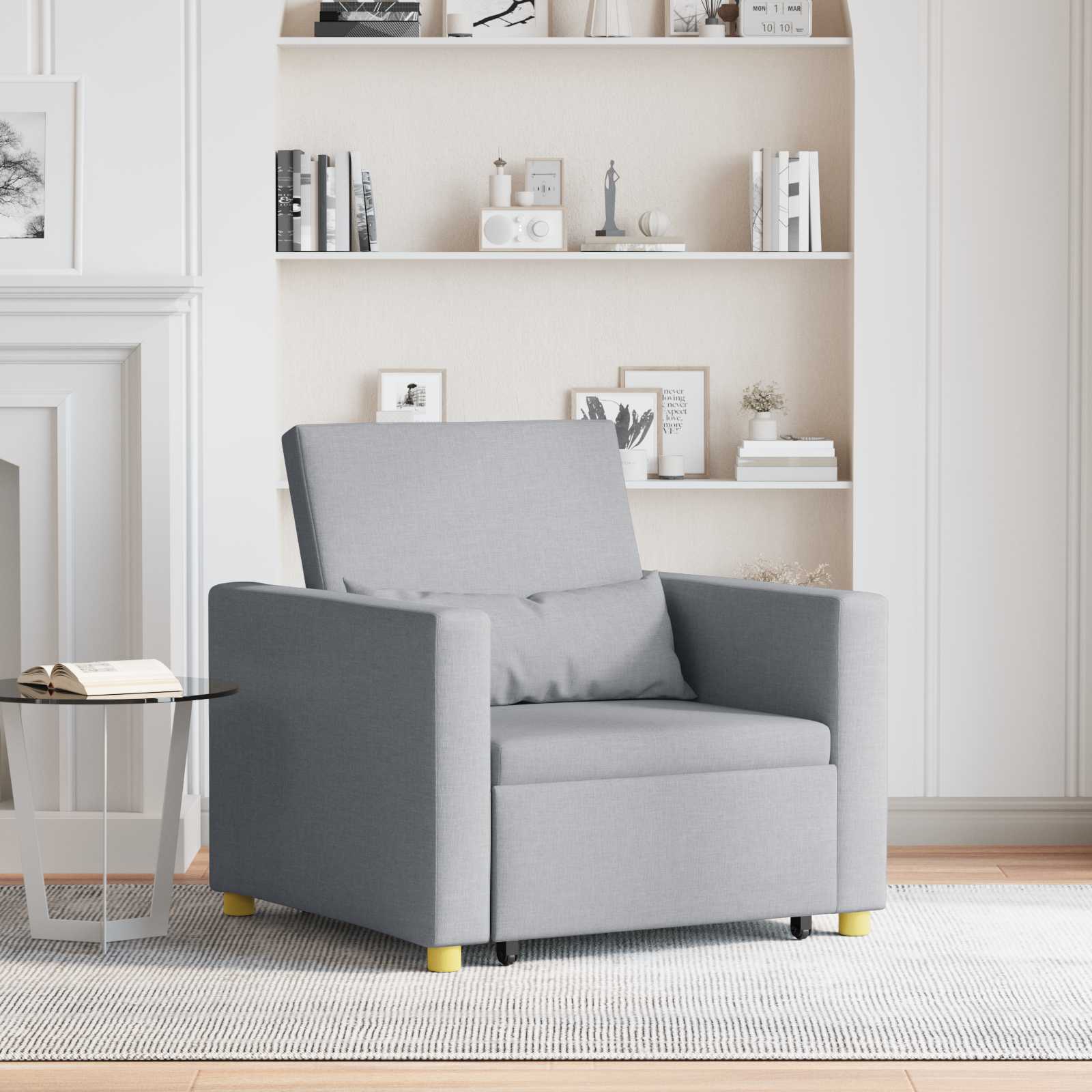 Ausziehbare Schlafcouch Einzel Hellgrau 90 x 165 x 87 cm Stoff