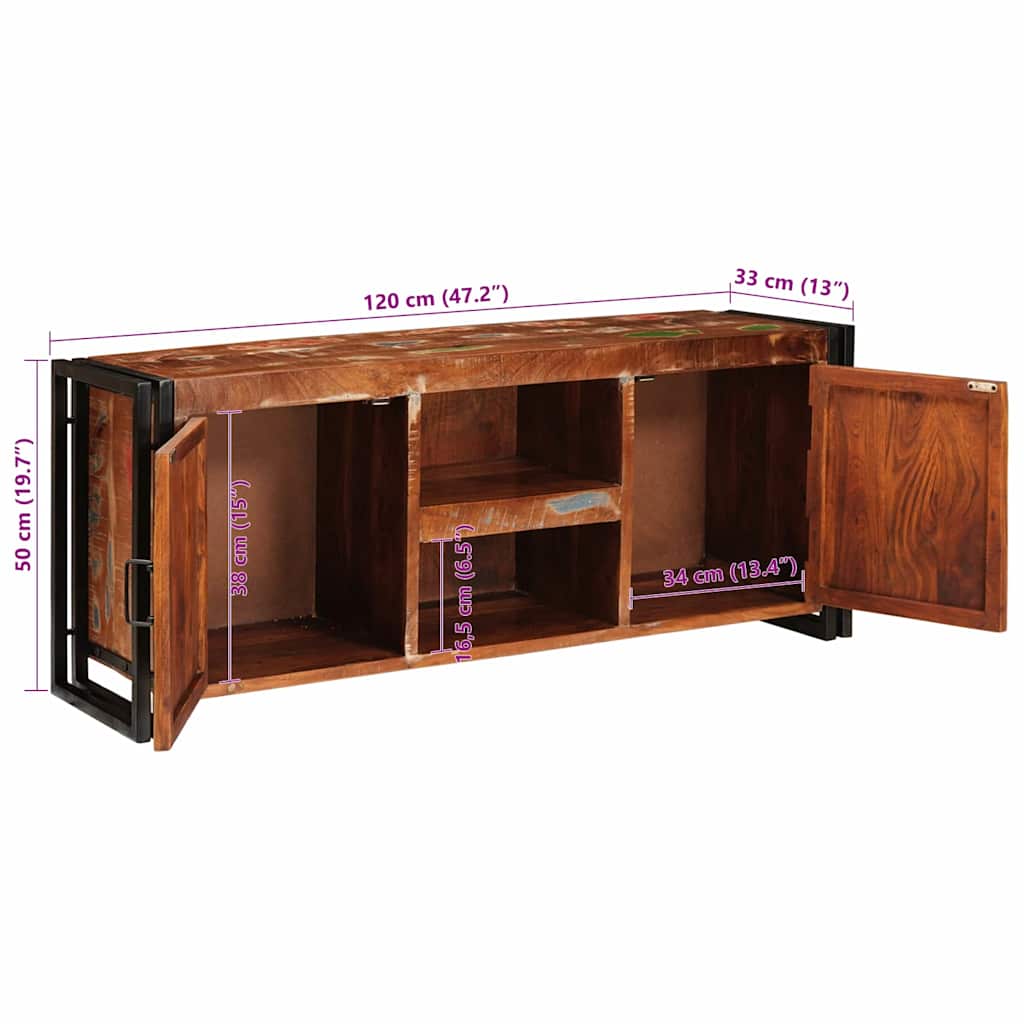 TV-Schränk mit Regal Braun 120 x 33 x 50 cm Massivholz Akazie