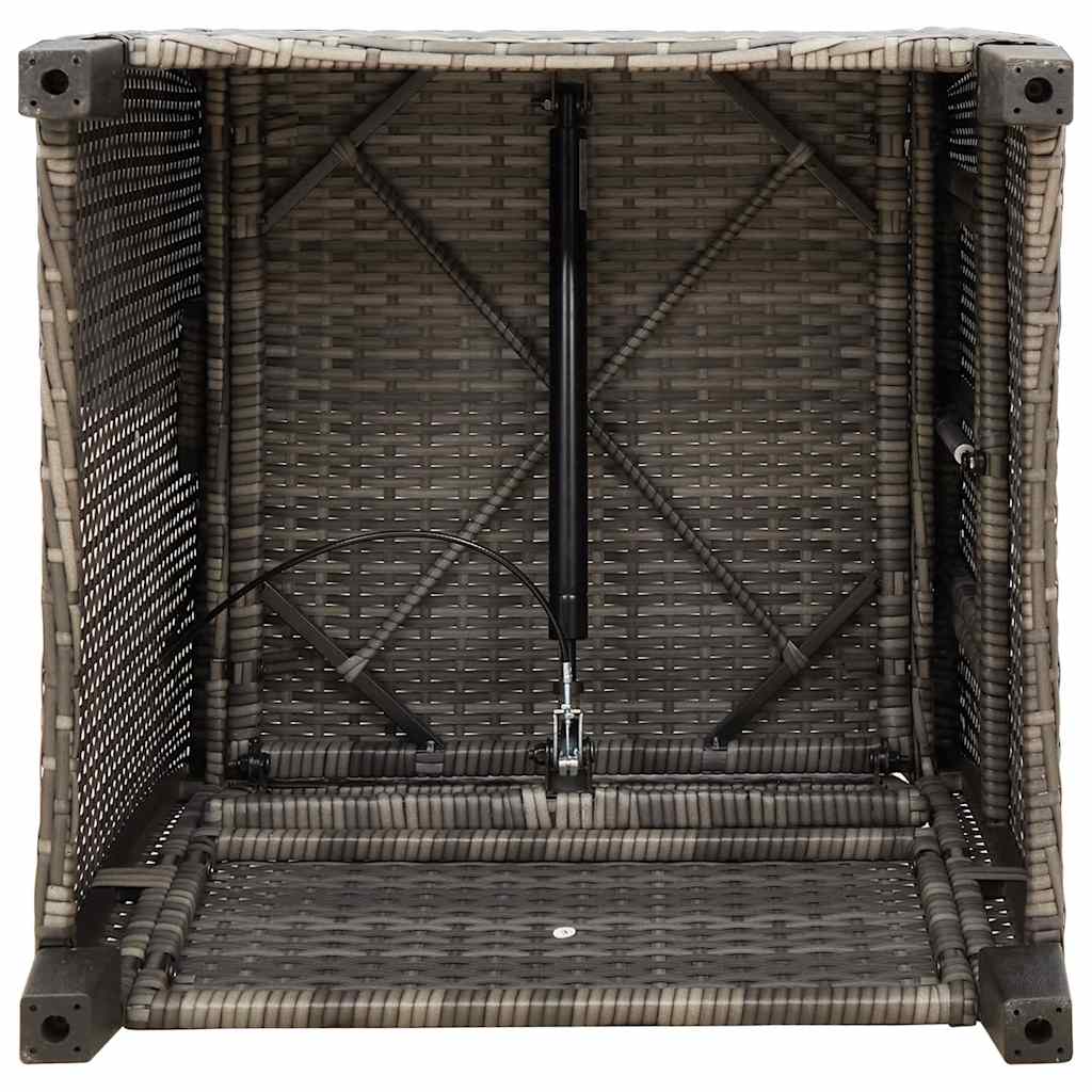 Gartensessel mit Beistelltisch Verstellbar Schwarz Poly Rattan