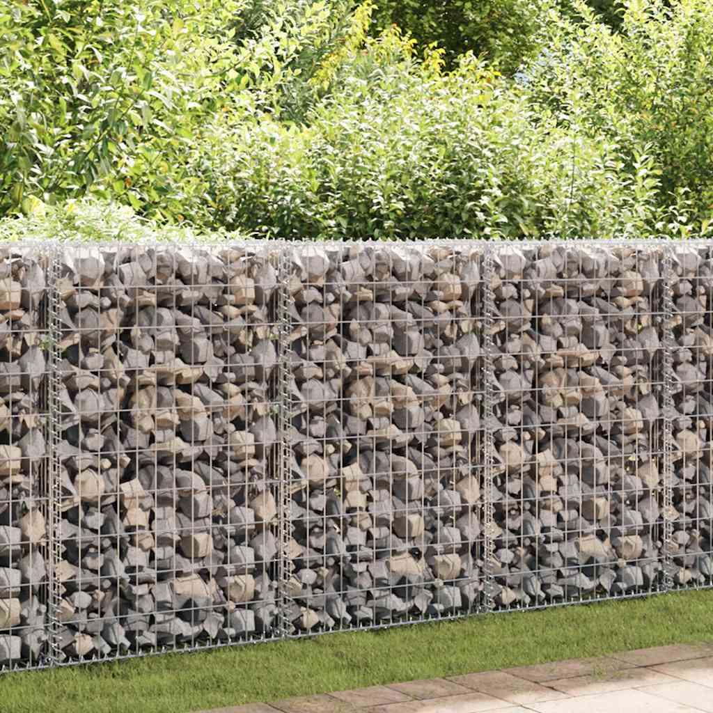 Gabionenwand mit Abdeckung Verzinkter Stahl 60x30x100 cm