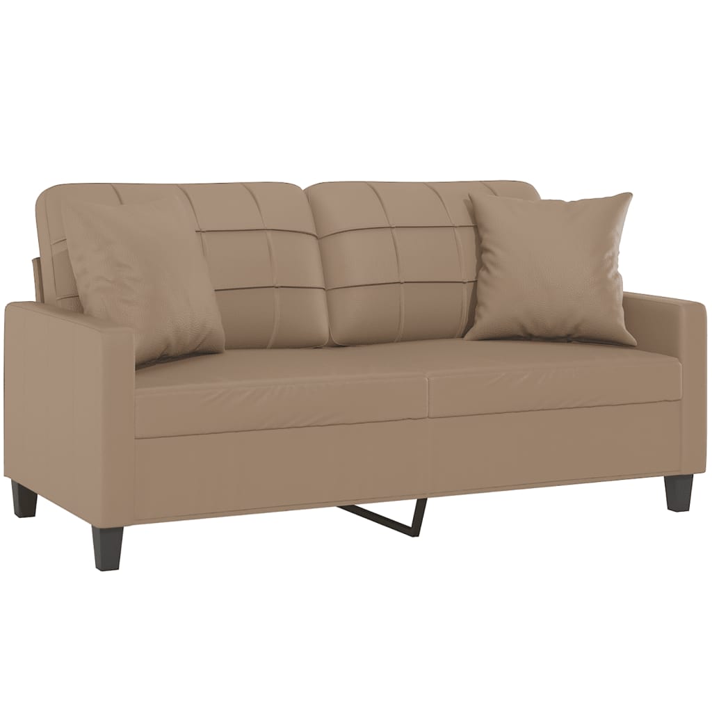 3-Sitzer-Sofa mit Zierkissen Schwarz 180 cm Kunstleder