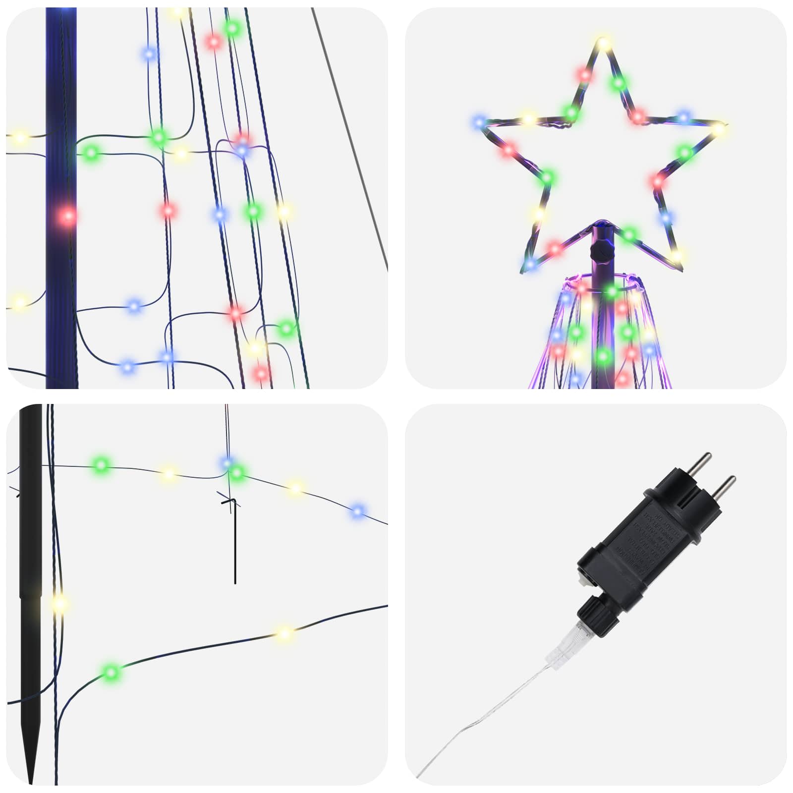 LED-Weihnachtsbaum mit Erdspießen 220 LEDs Warmweiß 180 cm