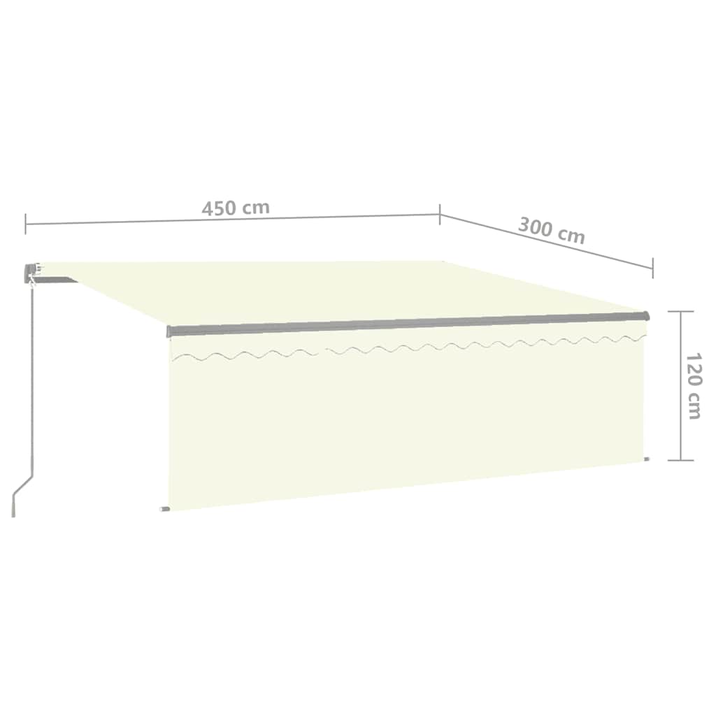 Markise Manuell Einziehbar mit Rollo 3x2,5 m Creme