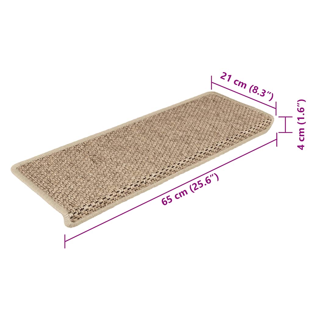 Treppenmatten Selbstklebend Sisal-Look 15 Stk. 65x21x4 Platina