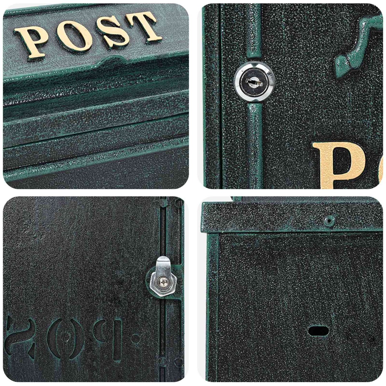 Wandmontierter Briefkasten Grün 29 x 13 x 41 cm Gussaluminium