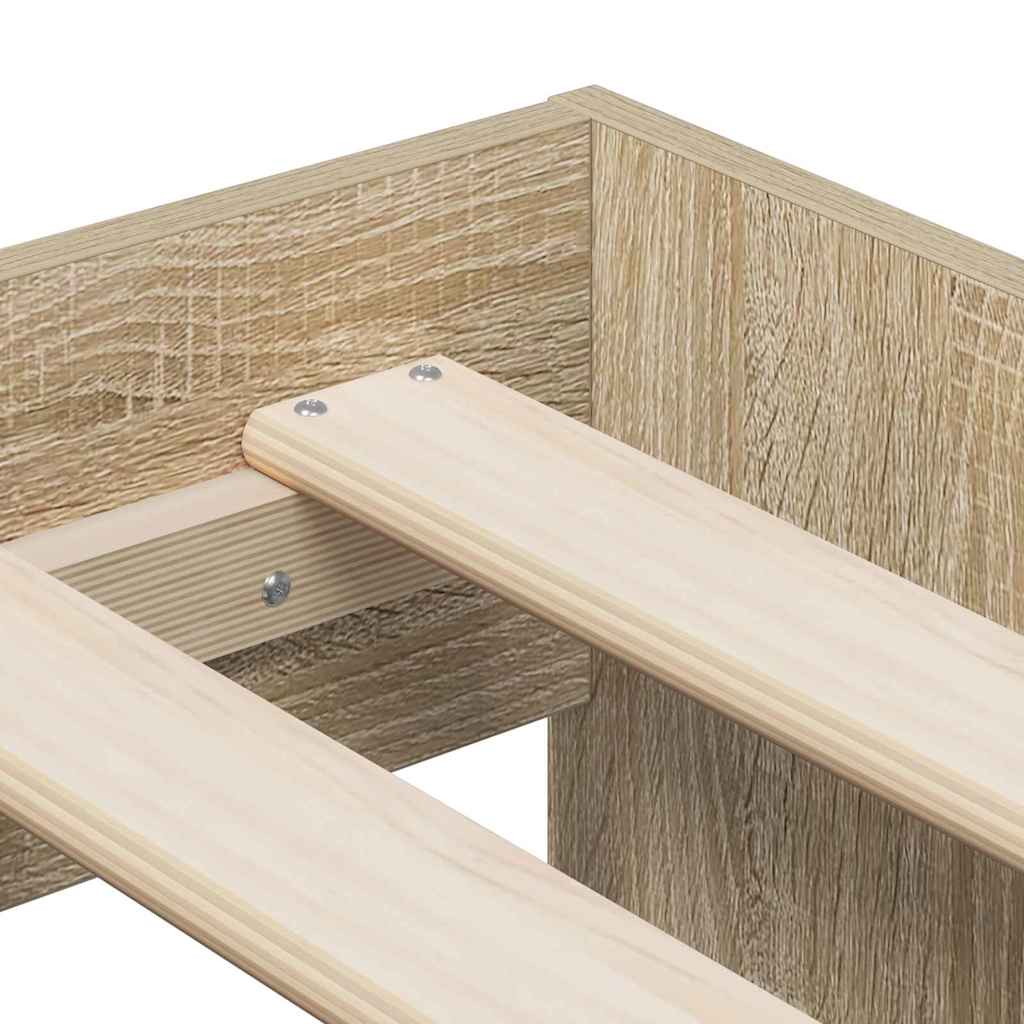Aufbewahrungsbettgestell mit Speicher Weiß 80 cm Holzwerkstoff