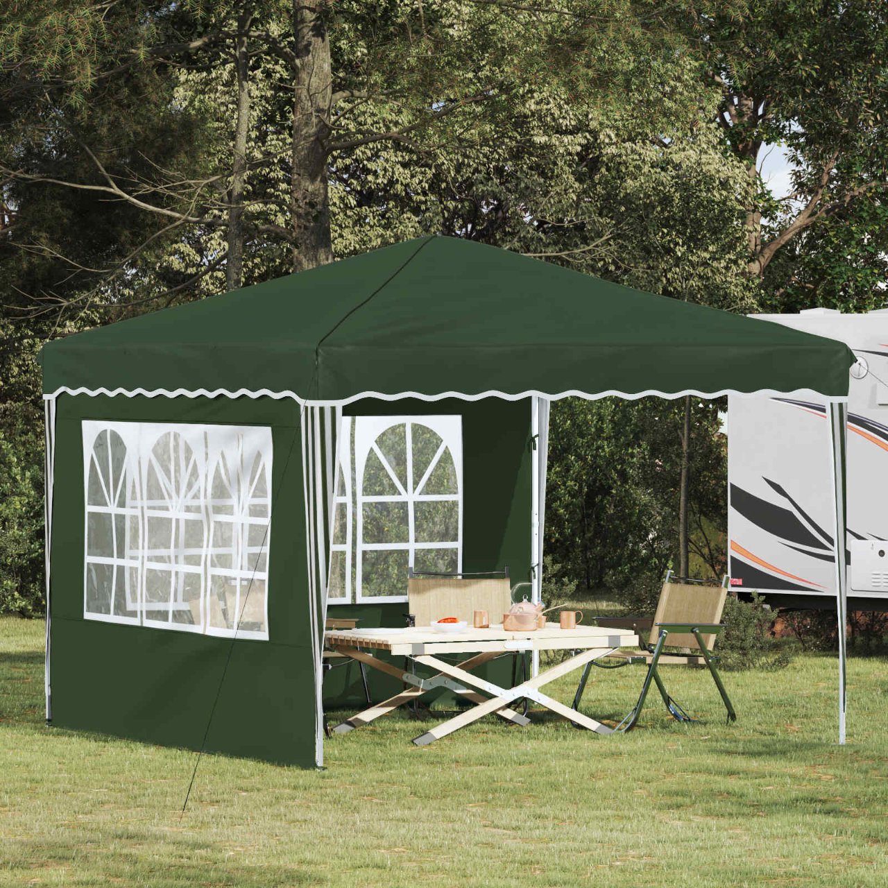 Pop-up Partyzelt 288 x 288 x 245 cm Creme Oxford-Stoff
