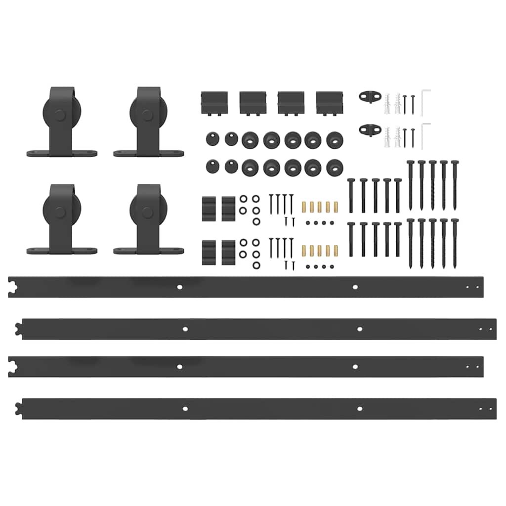 Schiebetürbeschlag-Set 366 cm Stahl Schwarz